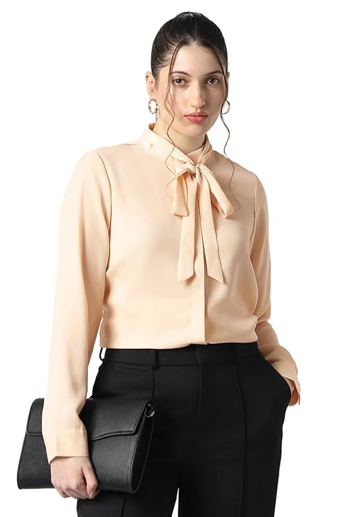 Van Heusen Women's Polyester Regular Fit Full Sleeve Tie Neck Formal Top - Image 4