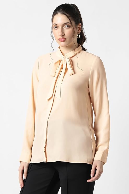 Van Heusen Women's Polyester Regular Fit Full Sleeve Tie Neck Formal Top - Image 3