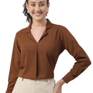 Women's Regular Fit Cotton Blend Shirts with Wingtip Collar